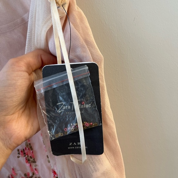 ZARA Pink Mesh Embellished Top - Picture 7 of 8